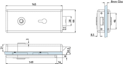 Serratura per porte in vetro HERMAT 6083 PZ - Genova acciaio inox opaco ( 3000253943 )