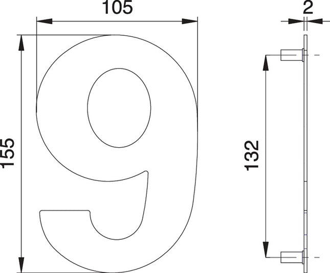 EDI Hausnummer Ziffer 6 / 9 Edelstahl matt ( 3000261321 )