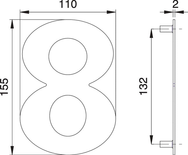 Numero civico EDI cifra 8 acciaio inox opaco ( 3000261323 )