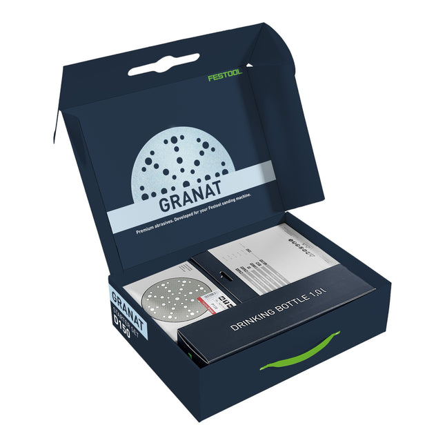 Festool STF D150/48 GR-Set P Set di dischi da sbavo da 60 pezzi P60 - P320 granato 150 mm + bottiglia d'acqua ( 578131 )