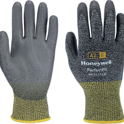 Gants de protection anti-coupures HONEYWELL New Perfect Fit 13G PU A2/B taille 8 gris/jaune ( 4000391437 )