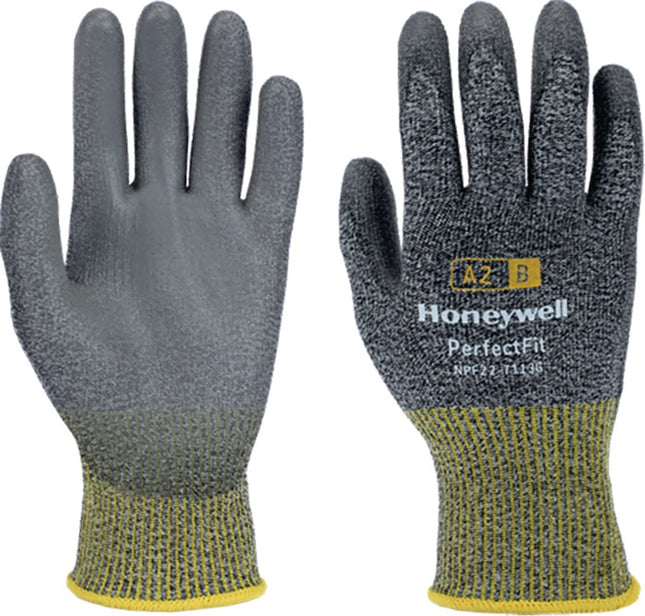 Gants de protection anti-coupures HONEYWELL New Perfect Fit 13G PU A2/B taille 10 gris/jaune ( 4000391439 )