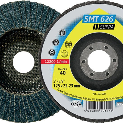 KLINGSPOR Roue à lamelles SMT 626 Supra Ø 180 mm Granulométrie 40 6° conique ( 4000842832 )