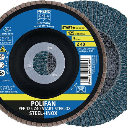 PFERD Fächerscheibe POLIFAN Z START STEELOX Ø 125 mm Körnung Z-40 flach ( 4000844218 )