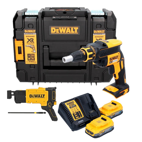 DeWalt DCF 620 E2T cordless drywall screwdriver 18 V 30 Nm brushless + 2x Powerstack battery 1.7 Ah + charger + TSTAK