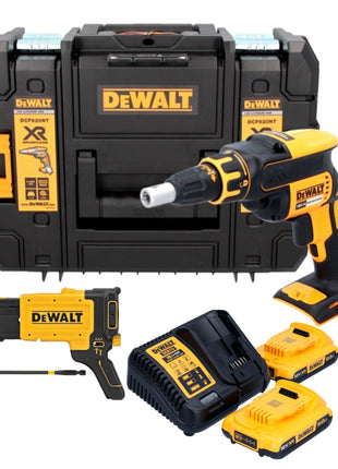 DeWalt DCF 620 D2T cordless drywall screwdriver 18 V 30 Nm brushless + 2x rechargeable battery 2.0 Ah + charger + TSTAK