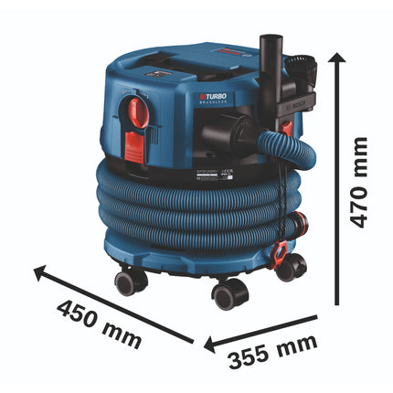 Bosch GAS 18V-12 MC Aspiratore professionale a batteria BITURBO Brushless ( 06019K2000 ) + accessori - senza batteria, senza caricabatterie