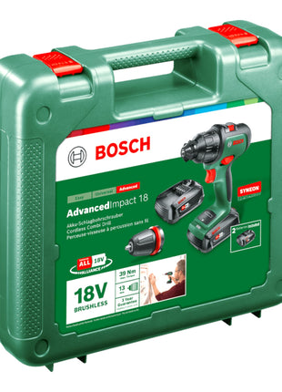Bosch Home AdvancedImpact 18 trapano a percussione a batteria 18 V 39 Nm ( 06039B5109 ) Brushless + 2x batteria ricaricabile 2,5 Ah + caricabatterie + custodia