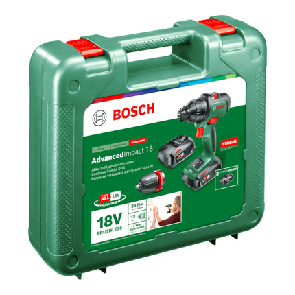Bosch Home AdvancedImpact 18 trapano a percussione a batteria 18 V 39 Nm ( 06039B5109 ) Brushless + 2x batteria ricaricabile 2,5 Ah + caricabatterie + custodia