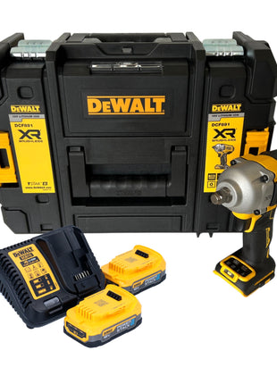 DeWalt DCF 891 E2T cordless impact wrench 18 V 1084 Nm 1/2" brushless + 2x Powerstack battery 1.7 Ah + charger + TSTAK