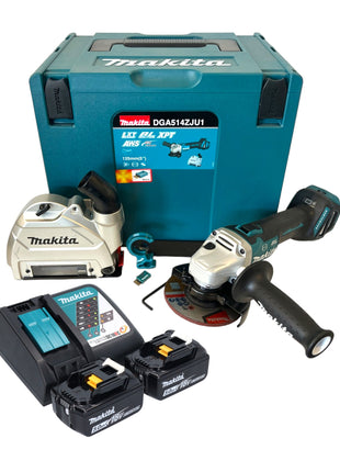 Makita DGA 514 RTJU1 cordless angle grinder 18 V 125 mm brushless + 2x rechargeable battery 5.0 Ah + charger + Makpac