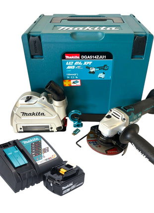Makita DGA 514 RG1JU1 Cordless angle grinder 18 V 125 mm brushless + 1x rechargeable battery 6.0 Ah + charger + Makpac