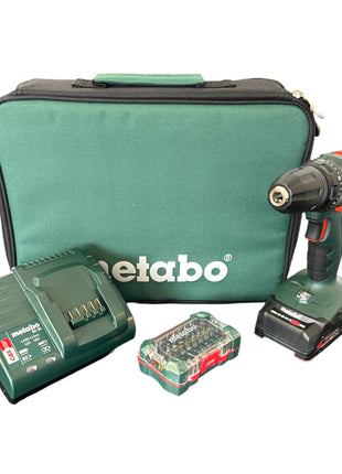 Zestaw akumulatorowych wiertarko-wkrętarek Metabo BS 18 18 V 48 Nm ( 602207580 ) + 1x akumulator 2,0 Ah + ładowarka + pojemnik na bity + torba
