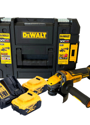 Akumulatorowa szlifierka kątowa DeWalt DCG 409 P2T 18 V 125 mm bezszczotkowa + 2x akumulator 5,0 Ah + ładowarka + TSTAK