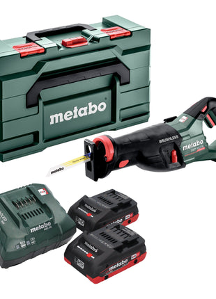 Sierra sable a batería Metabo SSEP 18 LT BL 18 V 32 mm sin escobillas + 2x batería LiHD 4,0 Ah + cargador + Metabox