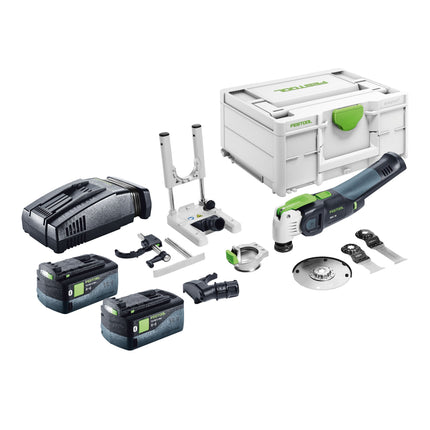 Festool VECTURO OSC 18 E-Basic Set di utensili oscillanti a batteria 18 V Starlock Max Brushless + 2x batteria ricaricabile 5,0 Ah + caricatore rapido + systainer
