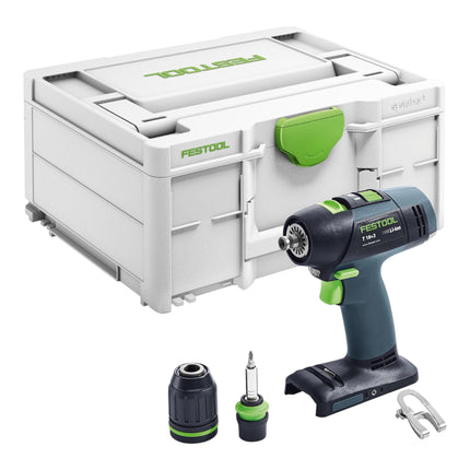 Festool T 18+3 Basic Perceuse-visseuse sans fil 18 V 50 Nm Brushless + 2x batterie 8,0 Ah + chargeur rapide + Systainer
