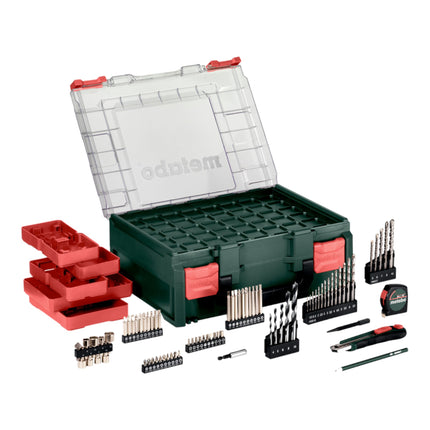 Metabo SB 18 L Set trapano a percussione a batteria 18 V 50 Nm ( 602317710 ) + 2x batteria ricaricabile 2,0 Ah + caricatore + 78 pezzi officina mobile + valigetta