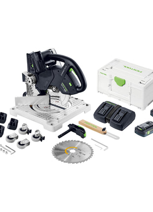 Festool SYMC 70 4,0 EBI-Plus SYMMETRIC Scie à plâtre sans fil 36 V ( 2 x 18 V ) 216 mm ( 577464 ) + 2x batterie 4,0 Ah + chargeur double + Systainer
