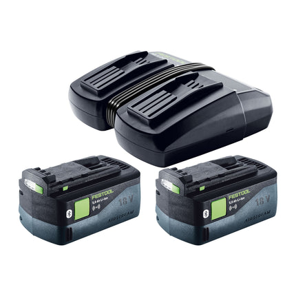 Festool SYMC 70 EB-Basic SYMMETRIC Akku Leistensäge 36 V ( 2 x 18 V ) 216 mm + 2x Akku 5,0 Ah + Doppelladegerät + Systainer