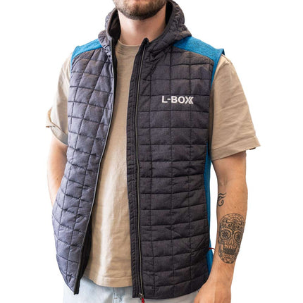 L-Boxx Gilet Hybride en Tricot Polaire Hommes - royal melange / anthracite melange Taille S
