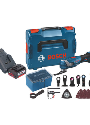 Bosch GOP 18V-34 Professional Cordless Multi Cutter 18 V Starlock Plus + 1x rechargeable battery 4.0 Ah + charger + 17 accessories + L-Boxx