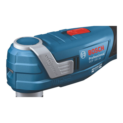 Bosch GOP 18V-34 Professional Cutter multifonction sans fil 18 V Starlock Plus + 1x batterie 4,0 Ah + chargeur + 17 pces. d'accessoires + L-Boxx