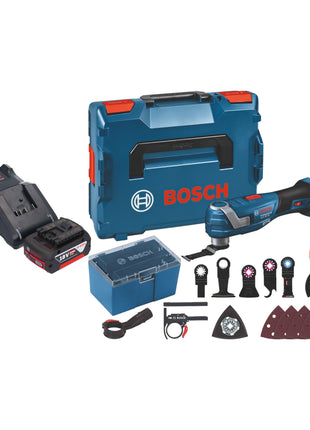 Bosch GOP 18V-34 Multi Cutter professionale a batteria 18 V Starlock Plus + 1x batteria ricaricabile 5,0 Ah + caricatore + 17 accessori + L-Boxx