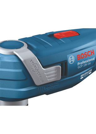 Bosch GOP 18V-34 Multi Cutter professionale a batteria 18 V Starlock Plus + 1x batteria ricaricabile 5,0 Ah + caricatore + 17 accessori + L-Boxx