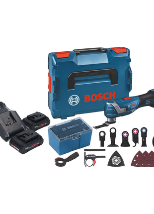 Bosch GOP 18V-34 Professional Akku Multi Cutter 18 V Starlock Plus + 2x ProCore Akku 4,0 Ah + Ladegerät + 17 tlg. Zubehör + L-Boxx