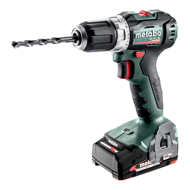 Metabo BS 18 L BL trapano avvitatore a batteria 18 V 60 Nm senza spazzole ( 602326500 ) + 2x batteria ricaricabile 2,0 Ah + caricatore + metabox
