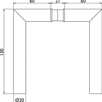 Paire de poignées de porte en verre 1802 BASIC 02 ( 3000253952 ) Acier inoxydable Carré 8 mm