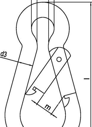 Snap hook DIN 5299, shape C ( 1000120184 ) Length 70 mm Wire thickness 7 mm galvanised