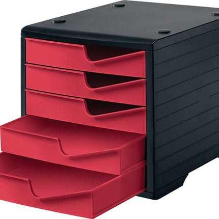 Boîte de rangement styro ( 9000493479 ) 5 tiroirs noir/cranberry