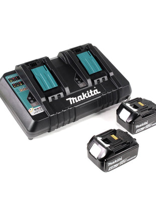 Makita DHR 281 PMJ Akku Bohrhammer 2x18V 2,8J brushless SDS plus + Schnellwechselfutter + 2x Akku 4,0 Ah + Doppelladegerät + 17tlg. Bohrer und Meißel Set + Makpac - Toolbrothers