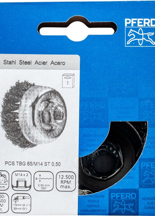 PFERD cup brush POS TBG ST ( 8000435482 ) Ø 65 mm M14 wire thickness 0.5 mm