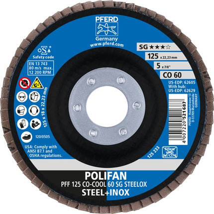 PFERD Fächerschleifscheibe POLIFAN ( 8000146435 ) Ø 125 mm Körnung 60 flach