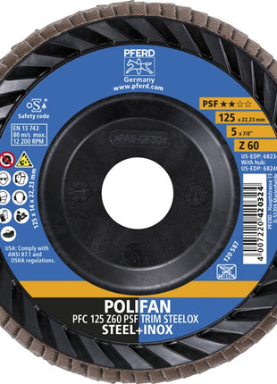 PFERD flap disc TRIM STEELOX ( 8001720483 ) Ø 125 mm grain size 60 conical