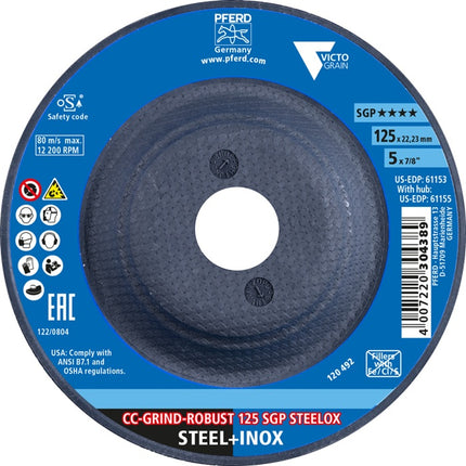 PFERD Disque abrasif CC-GRIND-ROBUST SGP STEELOX ( 8000793518 ) D125xSmm Alésage 22,23 mm