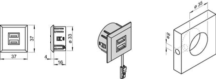 L & S Presa USB doppia ( 3000550099 ) 12 V 5 V