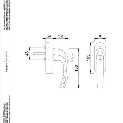 Hoppe poignée de fenêtre Atlanta 0530S/FR-408 100Nm (8000347460) aluminium 32-42 mm