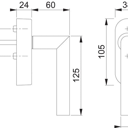 Poignée de fenêtre Hoppe Amsterdam E0400/FR-408 ( 8000460411 ) acier inoxydable 20-30 mm epoignée de fenêtre