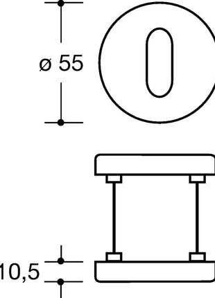 Paire de rosaces à clé HEWI 306.23PB 90 ( 3000207799 ) plastique 90 rond