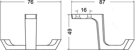 Crochet de manteau de plafond Hermeta 0200 ( 3000283277 ) double saillie 87 mm hauteur 49 mm