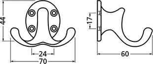 Hermeta coat hook 0029 ( 3000283272 ) double projection 60 mm height 47 mm