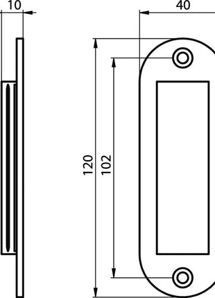 Hermeta sliding door shell ( 3000283375 ) aluminium black powder-coated oval length 120 mm width 40 mm