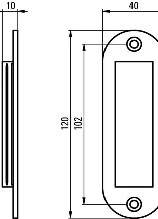Hermeta sliding door shell ( 3000283375 ) aluminium black powder-coated oval length 120 mm width 40 mm