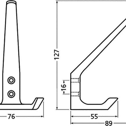 Hermeta Huthaken 0032 ( 3000283322 ) 2 Haken Ausladung 89 mm Höhe 127 mm