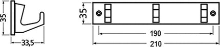Hermeta Handtuchhakenleiste ( 3000283282 ) 3 Haken Höhe 35 mm Länge 210 mm Ausladung 33,5 mm