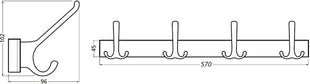 Hermeta hook rail 0822-0824 ( 3000283320 ) 4 hooks Projection 96 mm Height 102 mm